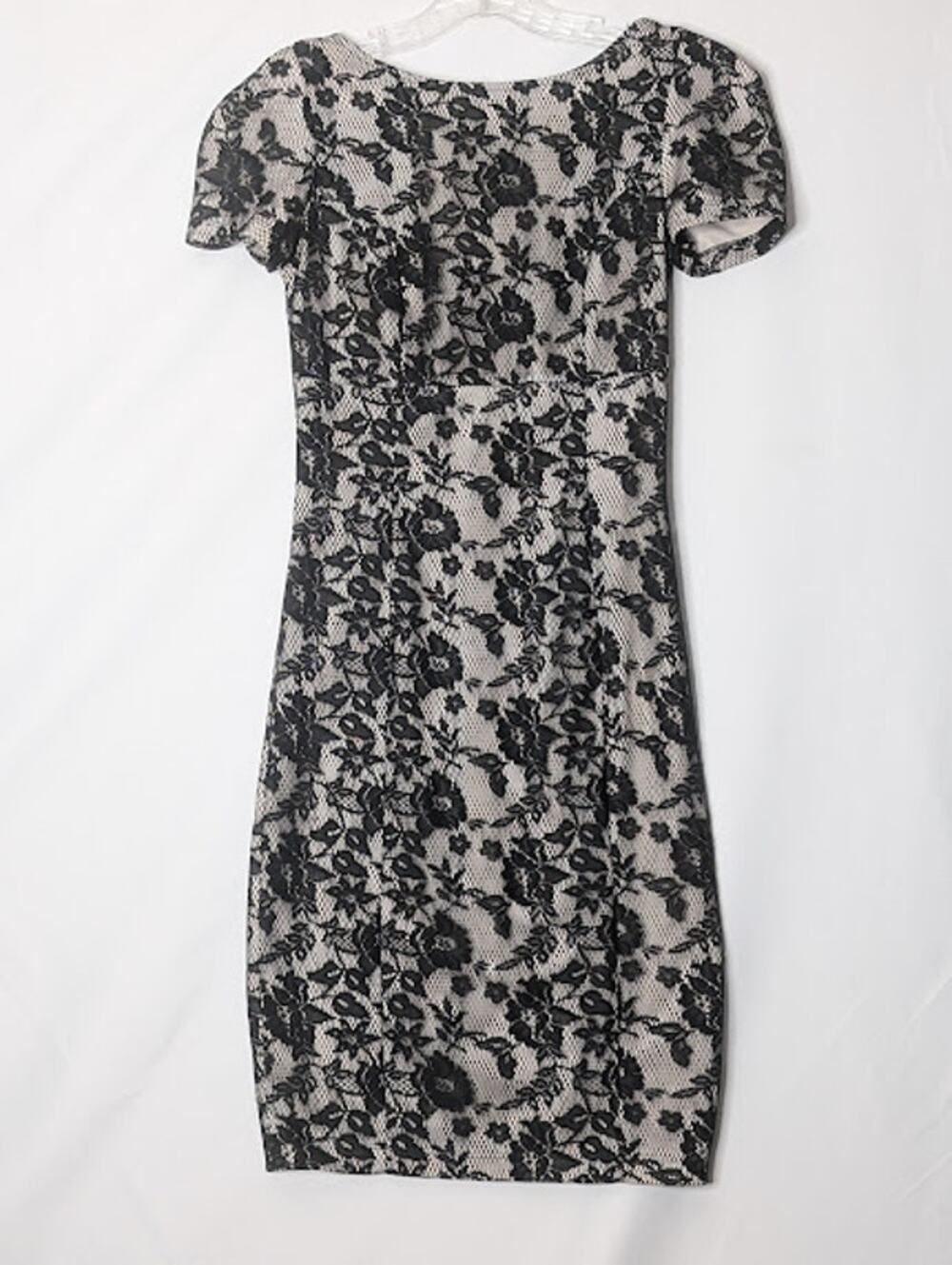 TOP SHOP Black lace Pencil Bodycon dress nude lining sizes 4 WhimsyGoth Glam